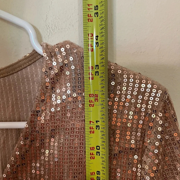 Blush Pink Sequin Sparkly Long Sleeve V-Neck Cocktail Dress NWT Size Medium - Picture 5 of 7